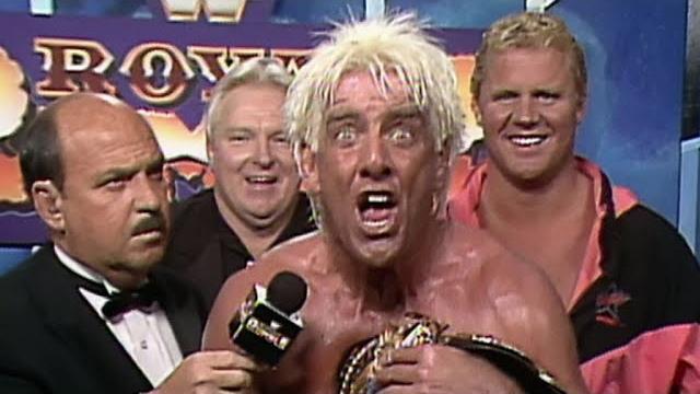 Ric flair celebrates his 1992 royal rumble match victory Ric flair celebrates his 1992 royal rumble match victory