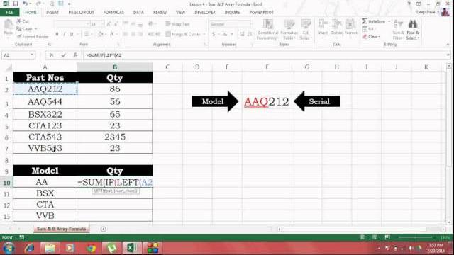 Excel lesson 4 - sum & if array formula Excel lesson 4 - sum & if array formula