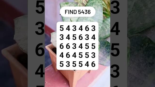 Brain, exercise puzzle | find 5436 #puzzle #shorts #ytshorts #findme #brainteaser #search Brain, exercise puzzle | find 5436 #puzzle #shorts #ytshorts #findme #brainteaser #search