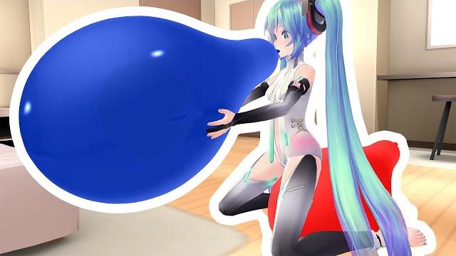 Anime girl inflate two huge balloons b2p and s2p Anime girl inflate two huge balloons b2p and s2p