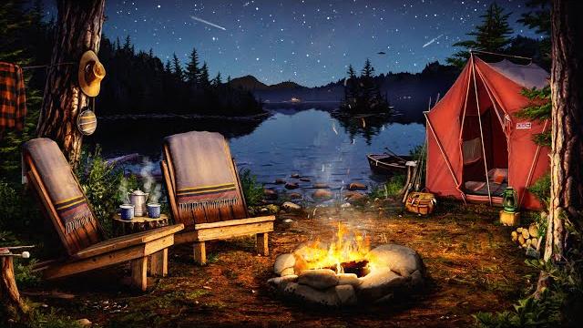 Campfire by the lake ambience with crickets, owls, water, & night sounds for relaxation & sleep Campfire by the lake ambience with crickets, owls, water, & night sounds for relaxation & sleep