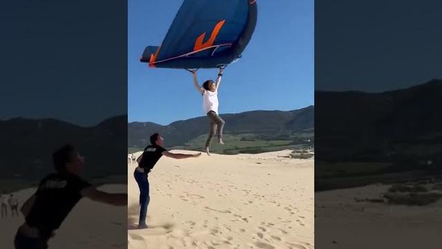 Kid flying away with a wing! Kid flying away with a wing!