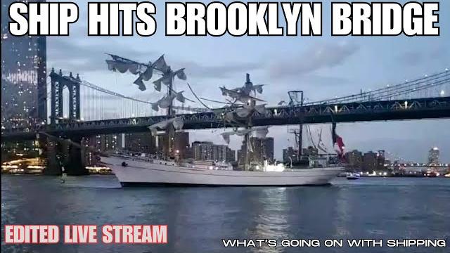 Ship hits brooklyn bridge | mexican sail training ship loses topmasts while sailing in reverse Ship hits brooklyn bridge | mexican sail training ship loses topmasts while sailing in reverse