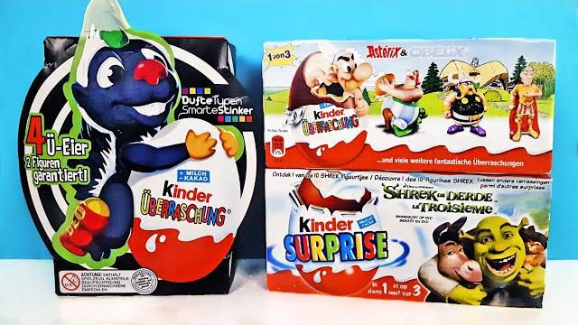 Шрек 3, астерикс и обеликс, скунсы! раритетные киндер сюрпризы kinder surprise eggs unboxing Шрек 3, астерикс и обеликс, скунсы! раритетные киндер сюрпризы kinder surprise eggs unboxing