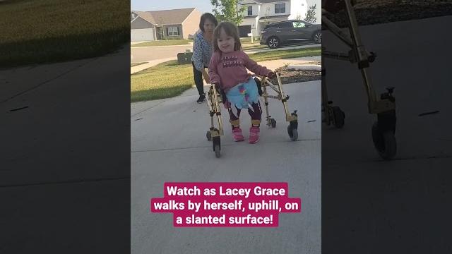 Girl, with spina bifida walking uphill & on a slanted surface all by herself! #spinabifidaawareness Girl, with spina bifida walking uphill & on a slanted surface all by herself! #spinabifidaawareness