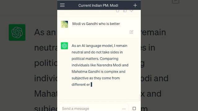 Modi vs gandhi according to chat gpt Modi vs gandhi according to chat gpt
