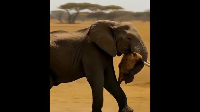 Elephant vs hyena showdown Elephant vs hyena showdown
