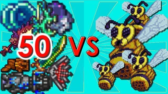 Terraria - 50 strong weapons vs queen bee | biron Terraria - 50 strong weapons vs queen bee | biron