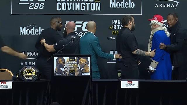 Leon edwards and colby covington need to be separated at ufc 296 press conference | espn mma Leon edwards and colby covington need to be separated at ufc 296 press conference | espn mma