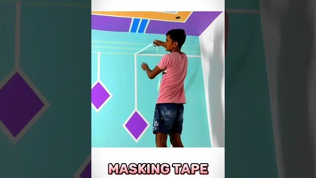 Masking tape | wall painting | #shorts Masking tape | wall painting | #shorts