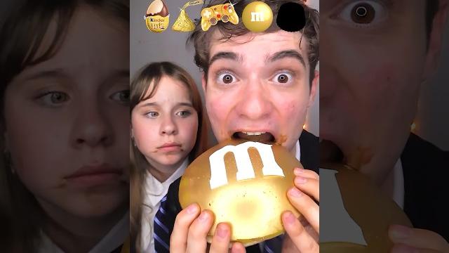 Giant gold chocolates challenge with my sister!? Giant gold chocolates challenge with my sister!?