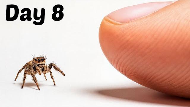 The process of making friends with a tiny spider The process of making friends with a tiny spider