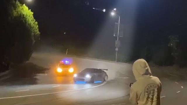 Craziest street drift in history with police helicopter Craziest street drift in history with police helicopter