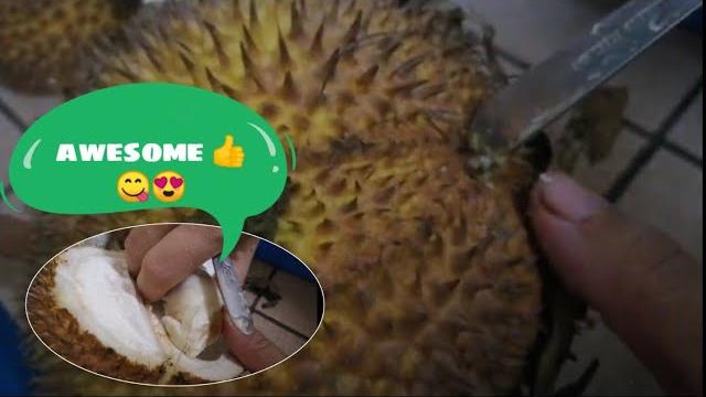 Buka durian guna sudu Buka durian guna sudu