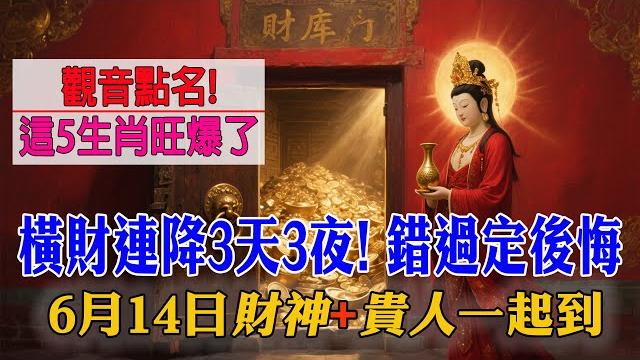就在6月14日!觀音菩薩“點名簿”上有你?這5大生肖準備接橫財,旺足72小時!富貴擋不住!| 佛語 #運勢 #地震 #風水 #佛教 #生肖 #易學智慧#佛語禪心 #花好月圓 #平安是福 #禪意 就在6月14日!觀音菩薩“點名簿”上有你?這5大生肖準備接橫財,旺足72小時!富貴擋不住!| 佛語 #運勢 #地震 #風水 #佛教 #生肖 #易學智慧#佛語禪心 #花好月圓 #平安是福 #禪意