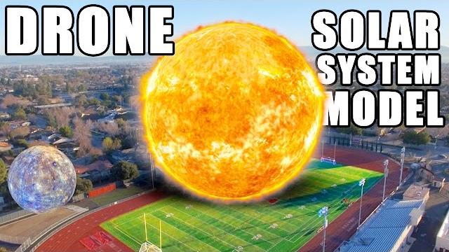 Solar system model from a drone's view Solar system model from a drone's view