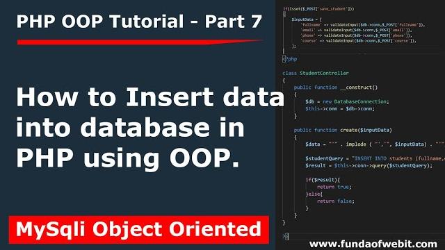 Php oop tutorial 7: how to insert data into database in php oop | insert data using oop in php Php oop tutorial 7: how to insert data into database in php oop | insert data using oop in php