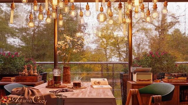 Rainy day coffee shop ambience: piano music and rain sounds with distant thunder Rainy day coffee shop ambience: piano music and rain sounds with distant thunder