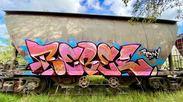 Graffiti bombing on freight train. rebel813 4k 2022 Graffiti bombing on freight train. rebel813 4k 2022