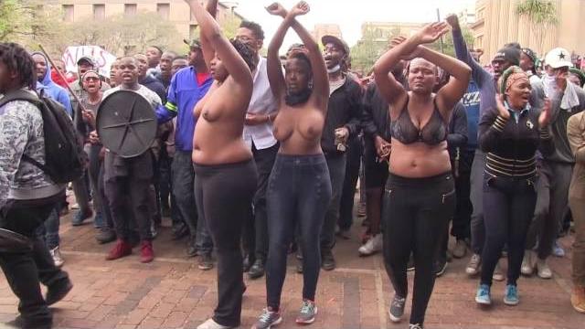 Wits students protest topless against police Wits students protest topless against police
