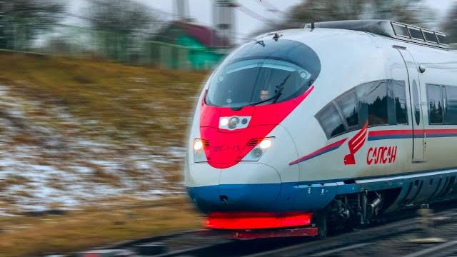 Railway high-speed bullet trains sapsan at full speed/высокоскоростной поезд сапсан летит 250 км/ч Railway high-speed bullet trains sapsan at full speed/высокоскоростной поезд сапсан летит 250 км/ч