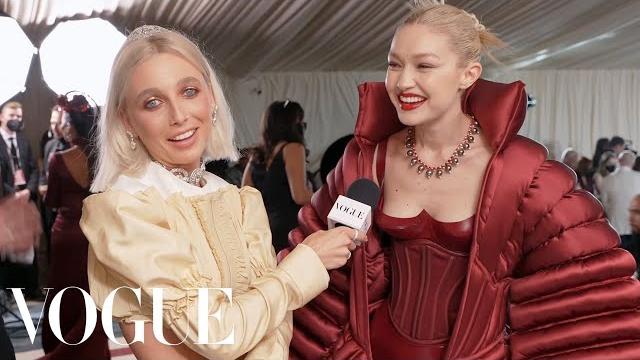 Gigi hadid on her extremely heavy met gala dress | met gala 2022 with emma chamberlain | vogue Gigi hadid on her extremely heavy met gala dress | met gala 2022 with emma chamberlain | vogue