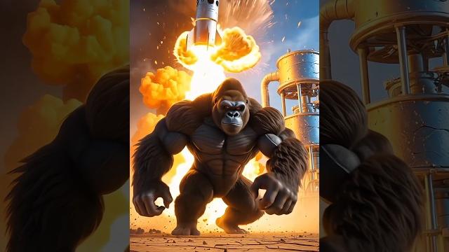 Man hides inside ice ball, a black gorilla launches a snow rocket! #shorts #ai #gorilla Man hides inside ice ball, a black gorilla launches a snow rocket! #shorts #ai #gorilla