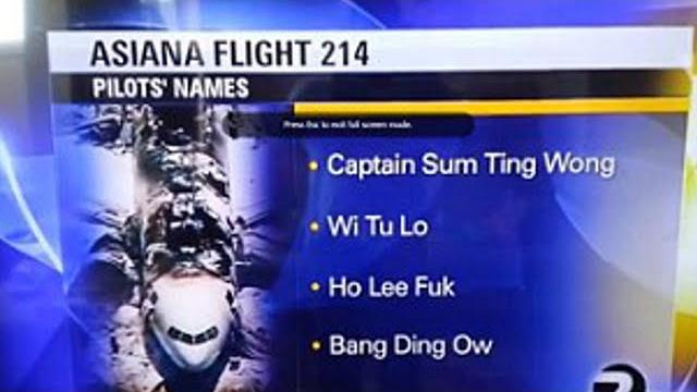Asiana flight 214 fake pilot names confirmed by ntsb Asiana flight 214 fake pilot names confirmed by ntsb