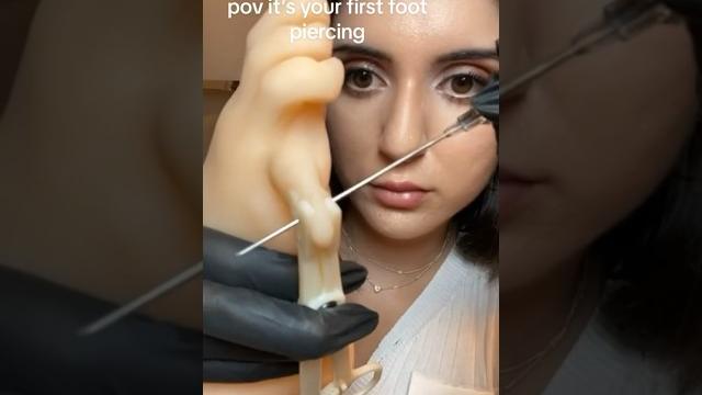 Pov your first foot piercing #asmr #shorts #shortsvideo Pov your first foot piercing #asmr #shorts #shortsvideo
