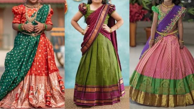 Latest pattu langa voni designs for girls 2025 | pattu half saree designs | kids party wear lehengas Latest pattu langa voni designs for girls 2025 | pattu half saree designs | kids party wear lehengas