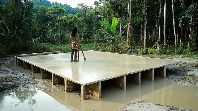 Women build lake house in the jungle in 120 days | start to finish by @freefootsteps877 Women build lake house in the jungle in 120 days | start to finish by @freefootsteps877