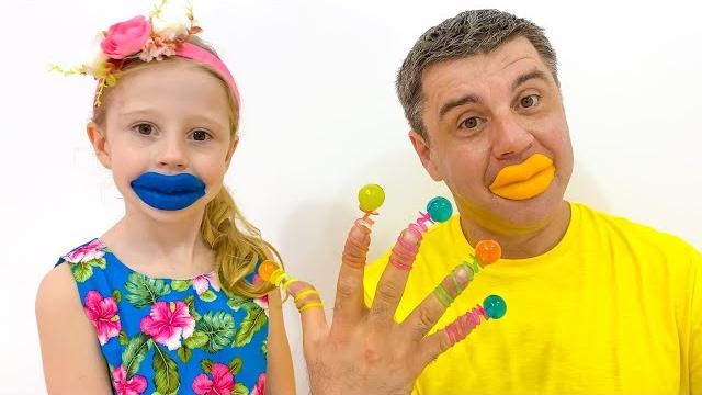 Nastya and dad - jokes with sweets Nastya and dad - jokes with sweets