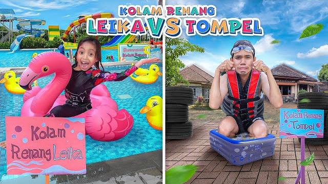 Leika small pool vs big pool tompel, swimming pool challenge! leika turned pool into playground! Leika small pool vs big pool tompel, swimming pool challenge! leika turned pool into playground!