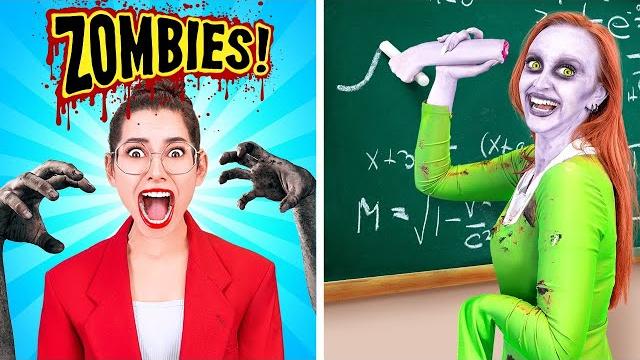 Zombie at school! my bestie is a zombie || funny spooky diy school pranks by 123go! challenge Zombie at school! my bestie is a zombie || funny spooky diy school pranks by 123go! challenge