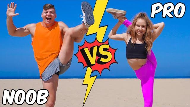 Noob vs pro gymnastics flexibility challenge Noob vs pro gymnastics flexibility challenge