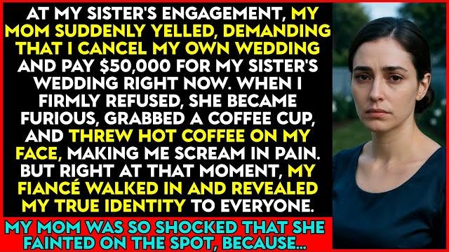 My mom threw hot coffee on my face at my sister’s engagement for refusing to give $40,000, but then… My mom threw hot coffee on my face at my sister’s engagement for refusing to give $40,000, but then…