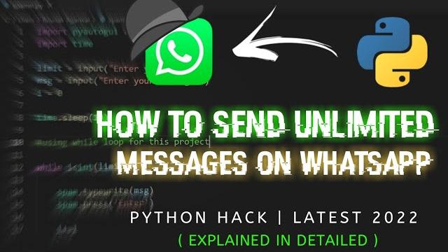 Send unlimited messages in whatsapp in 1 sec new python hack part 2 - latest 2022 #hacker #python Send unlimited messages in whatsapp in 1 sec new python hack part 2 - latest 2022 #hacker #python