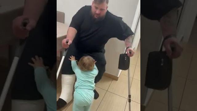 Toddler helps injured dad to sit down || viralhog Toddler helps injured dad to sit down || viralhog