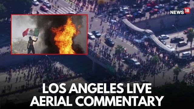 Live aerials: downtown la in turmoil | ice protesters clash with troops | trump vs newsom | n18l Live aerials: downtown la in turmoil | ice protesters clash with troops | trump vs newsom | n18l