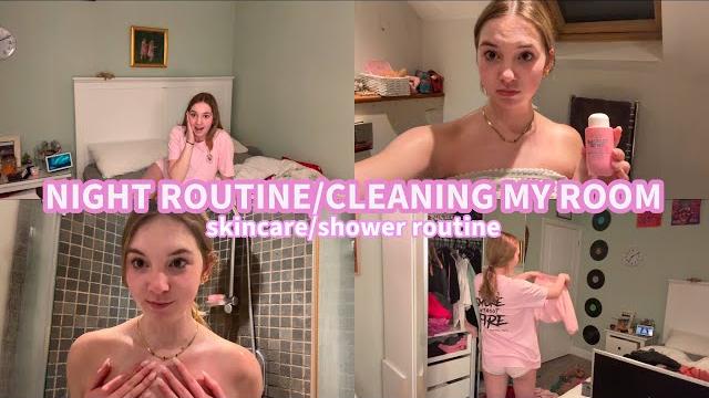 Night routine/cleaning my room | skincare/shower routine Night routine/cleaning my room | skincare/shower routine