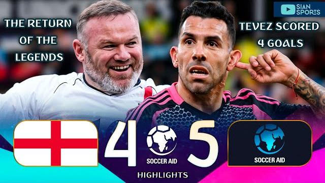 Tevez scores 4 goals and rooney puts on a show in the legends reunion at soccer aid 2025 Tevez scores 4 goals and rooney puts on a show in the legends reunion at soccer aid 2025