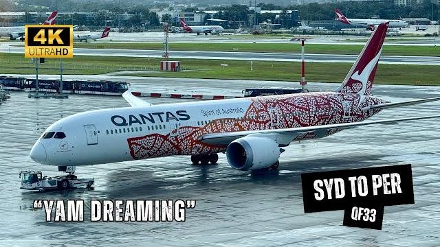 Qantas b787-9 qf33 business class - sydney to perth, yam dreaming livery, great domestic flight (4k) Qantas b787-9 qf33 business class - sydney to perth, yam dreaming livery, great domestic flight (4k)