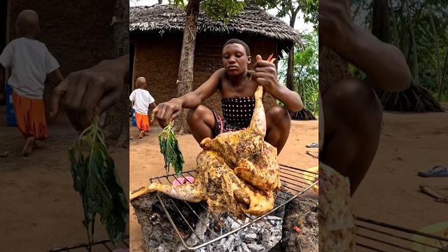 African village mom grilling organic chicken over charcoal #villagecooking #organicfood African village mom grilling organic chicken over charcoal #villagecooking #organicfood