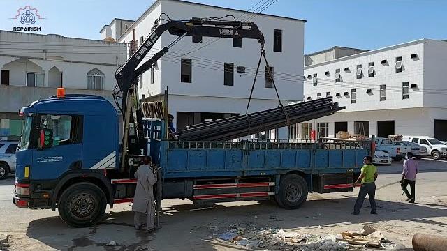 Loading pipes on hiab | mini crane Loading pipes on hiab | mini crane