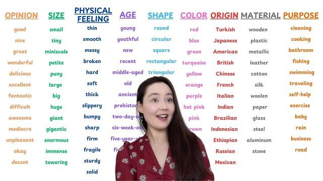 Adjectives in english - word order with examples Adjectives in english - word order with examples