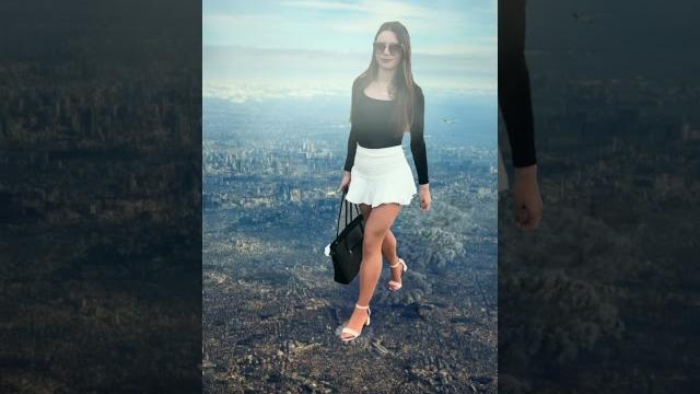 Careless mega giantess walking through city Careless mega giantess walking through city