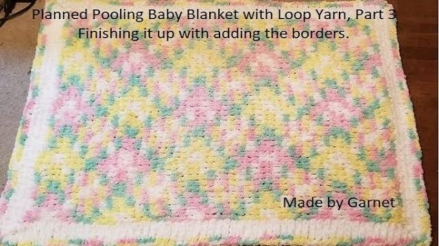 Loop yarn border on a blanket Loop yarn border on a blanket
