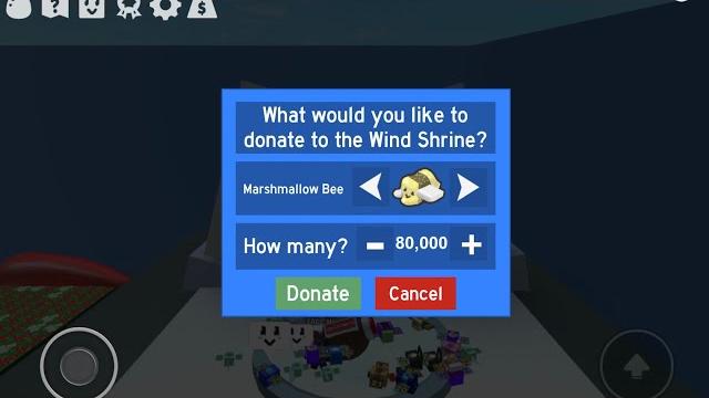 What happens when you donate 80,000 marshmallow bees to the wind shrine (bee swarm test realm) What happens when you donate 80,000 marshmallow bees to the wind shrine (bee swarm test realm)