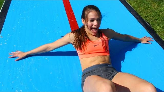 Crazy gymnastics slip n' slide challenge! Crazy gymnastics slip n' slide challenge!