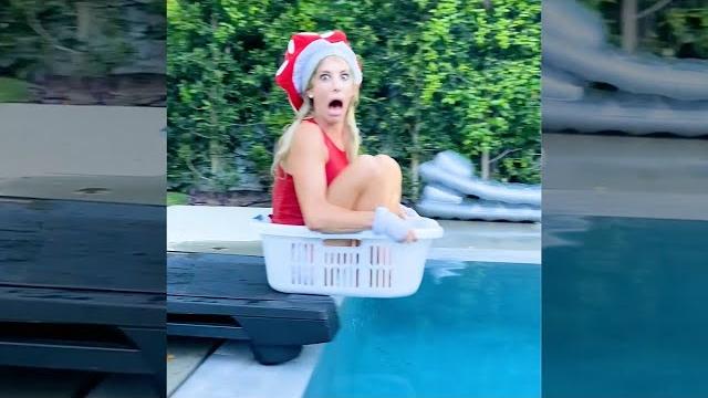 Mario kart in real life but on a treadmill over the pool Mario kart in real life but on a treadmill over the pool